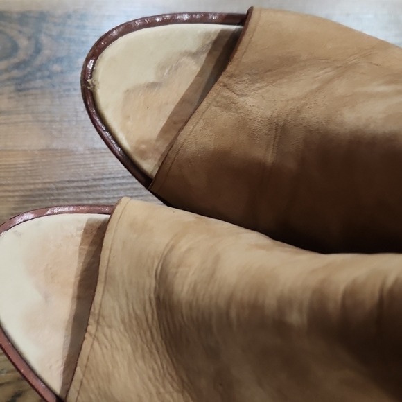 Rag & Bone Wyatt Leather Peep Toe Block Heel Bootie Rich Mom Old MoneyTan 38 - Picture 5 of 8